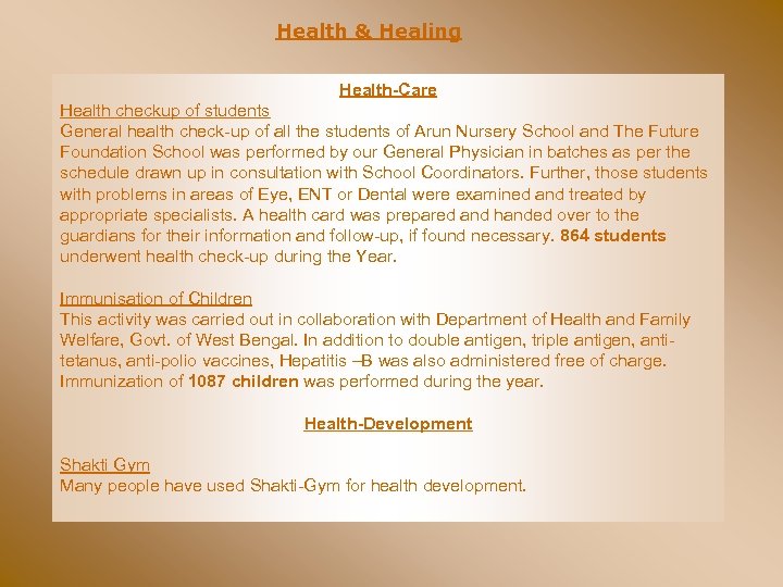 Health & Healing Health-Care Health checkup of students General health check-up of all the