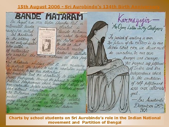 15 th August 2006 - Sri Aurobindo's 134 th Birth Anniversary Charts by school