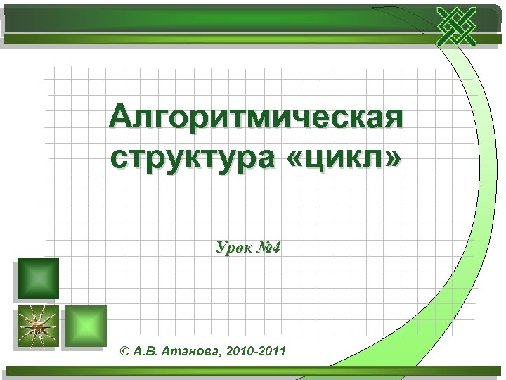 Алгоритмическая структура «цикл» Урок № 4 © А. В. Атанова, 2010 -2011 