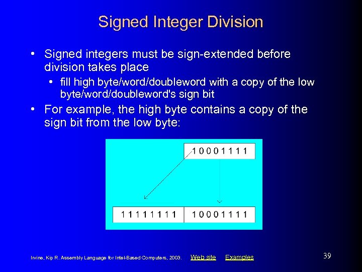 Signed Integer Division • Signed integers must be sign-extended before division takes place •