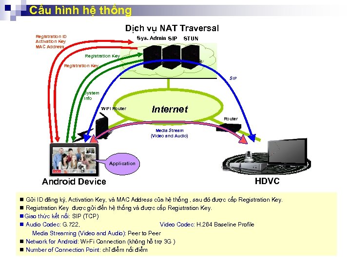 Cấu hình hệ thống Dịch vụ NAT Traversal Registration ID Activation Key MAC Address