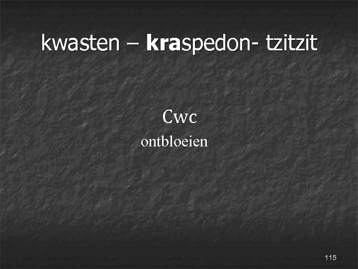 kwasten – kraspedon- tzitzit Cwc ontbloeien 115 