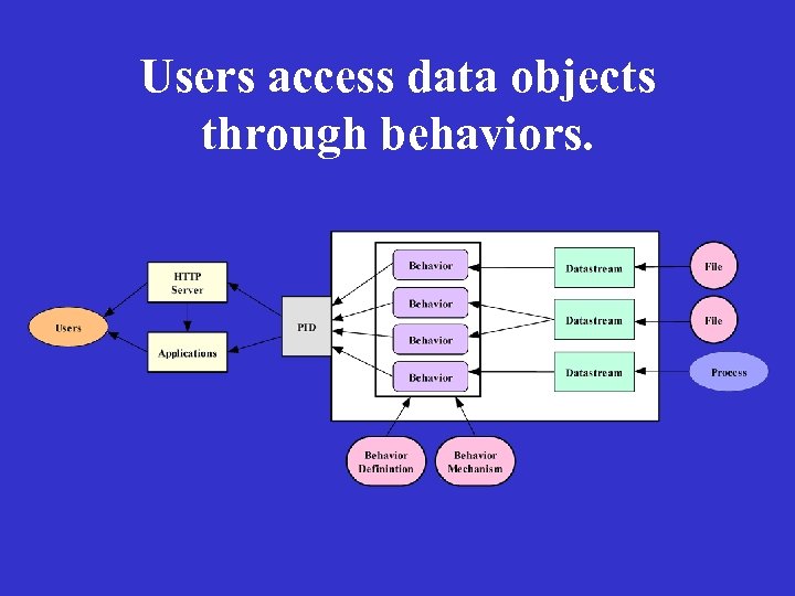 Users access data objects through behaviors. 