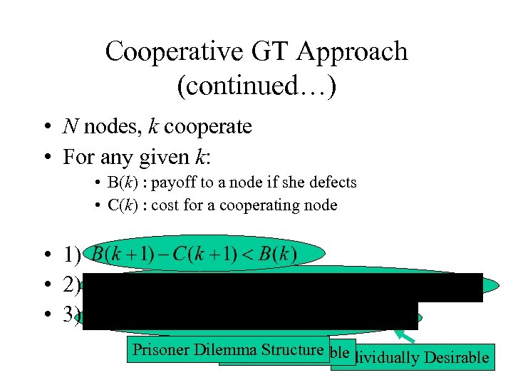 Cooperative GT Approach (continued…) • N nodes, k cooperate • For any given k: