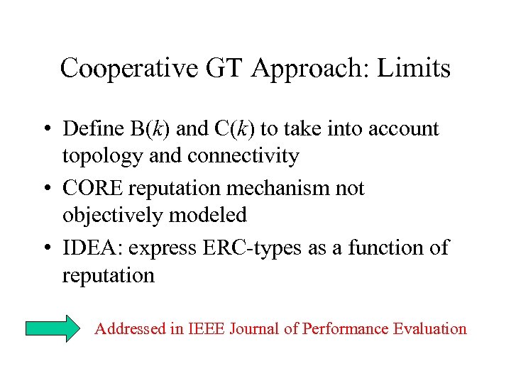 Cooperative GT Approach: Limits • Define B(k) and C(k) to take into account topology
