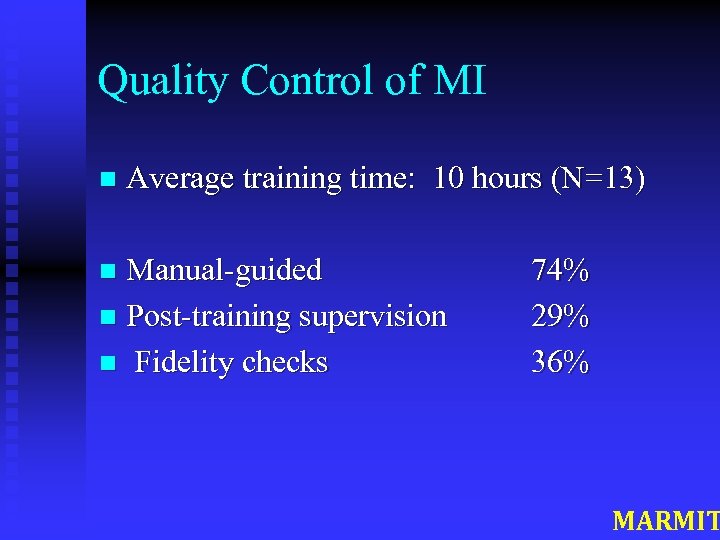 Quality Control of MI n Average training time: 10 hours (N=13) Manual-guided n Post-training