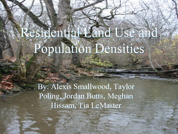 Residential Land Use and Population Densities By: Alexis Smallwood, Taylor Poling, Jordan Butts, Meghan