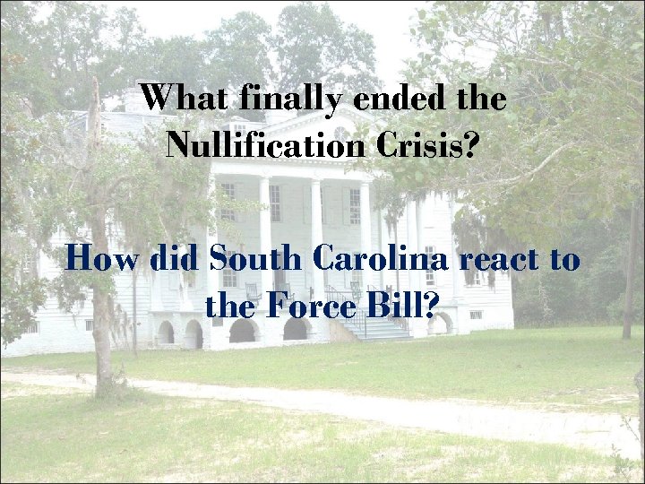 What finally ended the Nullification Crisis? How did South Carolina react to the Force