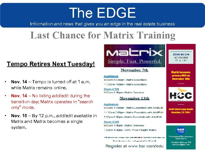 The EDGE Information and news that gives you an edge in the real estate