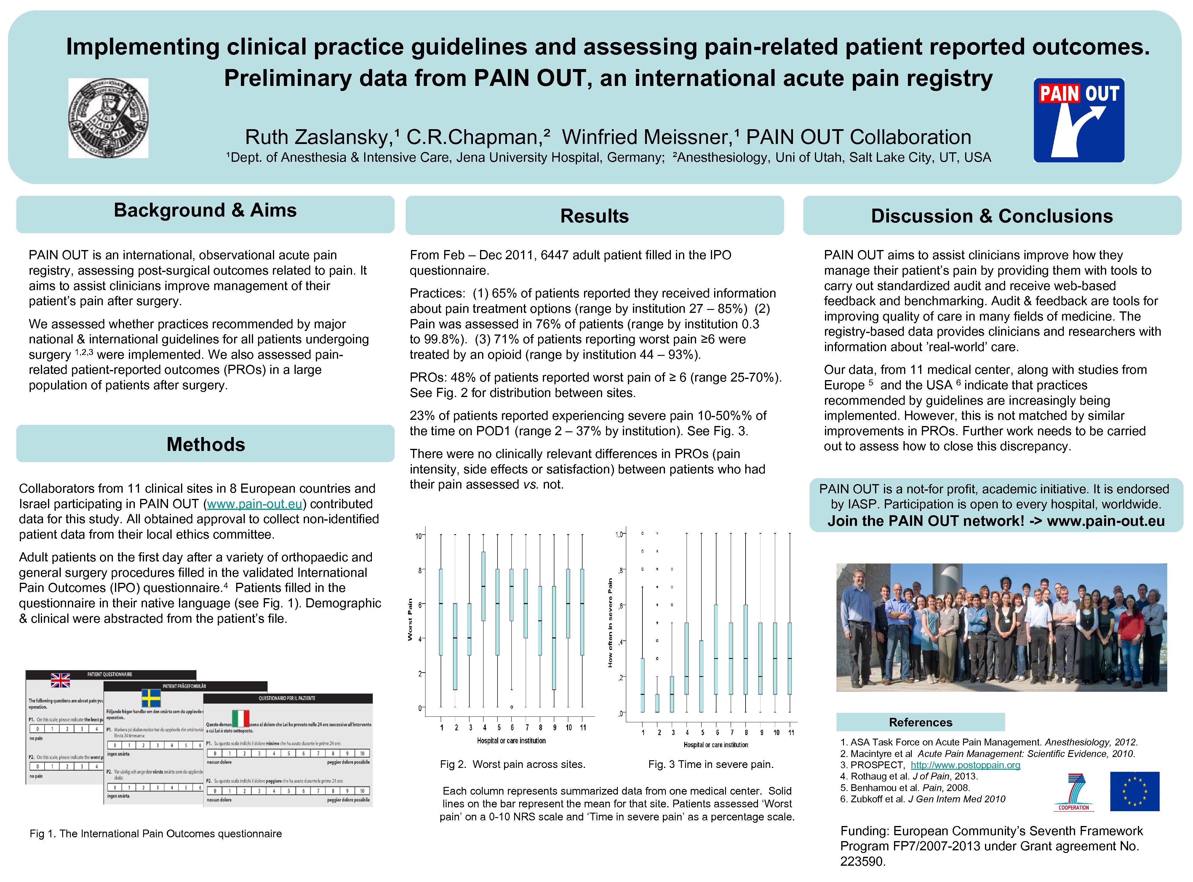 Implementing clinical practice guidelines and assessing pain-related patient reported outcomes. Preliminary data from PAIN