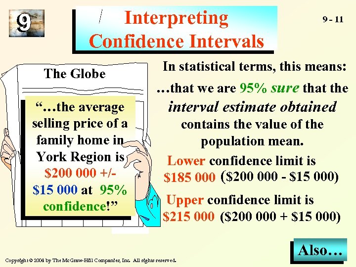 Interpreting Confidence Intervals The Globe “…the average selling price of a family home in