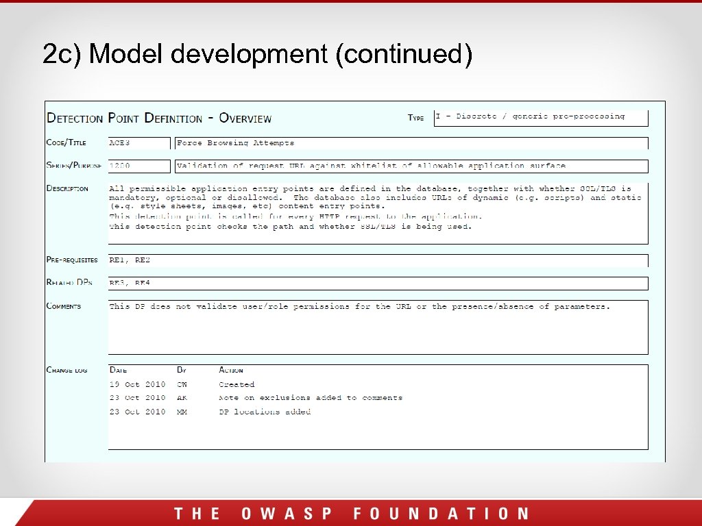 2 c) Model development (continued) 