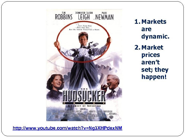 1. Markets are dynamic. 2. Market prices aren’t set; they happen! http: //www. youtube.
