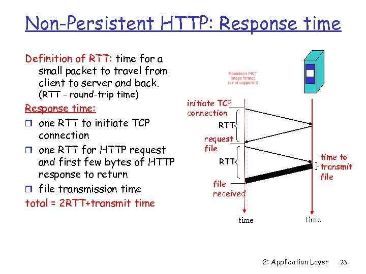 Non-Persistent HTTP: Response time Definition of RTT: time for a small packet to travel