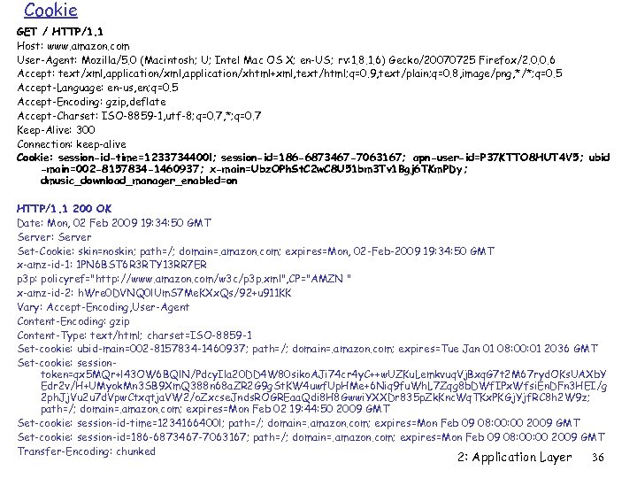 Cookie GET / HTTP/1. 1 Host: www. amazon. com User-Agent: Mozilla/5. 0 (Macintosh; U;