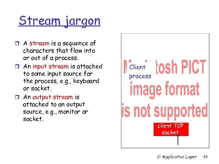 Stream jargon r A stream is a sequence of characters that flow into or