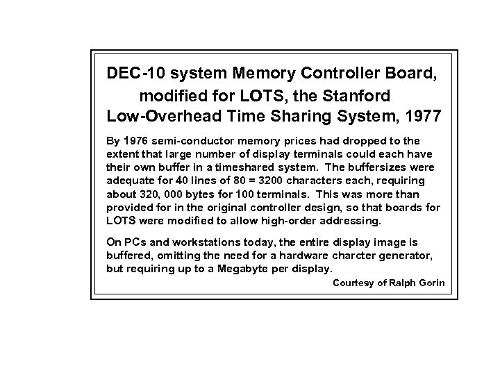 DEC-10 system Memory Controller Board, modified for LOTS, the Stanford Low-Overhead Time Sharing System,