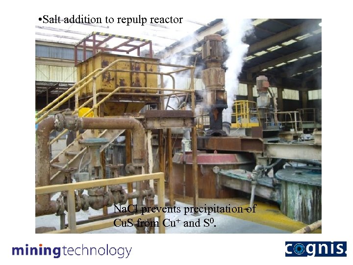  • Salt addition to repulp reactor Na. Cl prevents precipitation of Cu. S