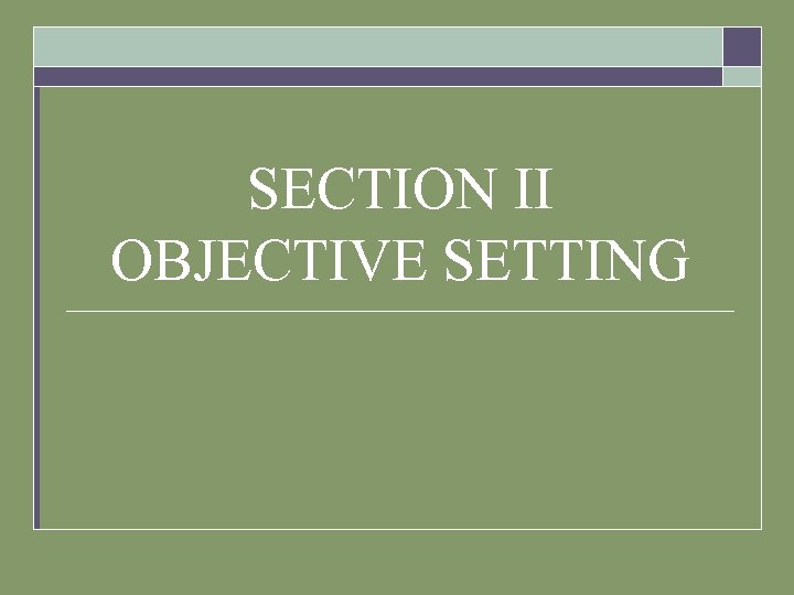 SECTION II OBJECTIVE SETTING 
