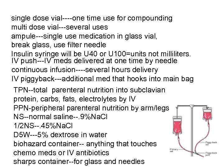 single dose vial----one time use for compounding multi dose vial---several uses ampule---single use medication