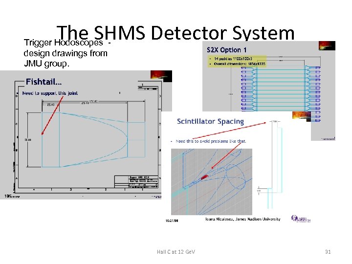 The SHMS Detector System Trigger Hodoscopes design drawings from JMU group. Hall C at