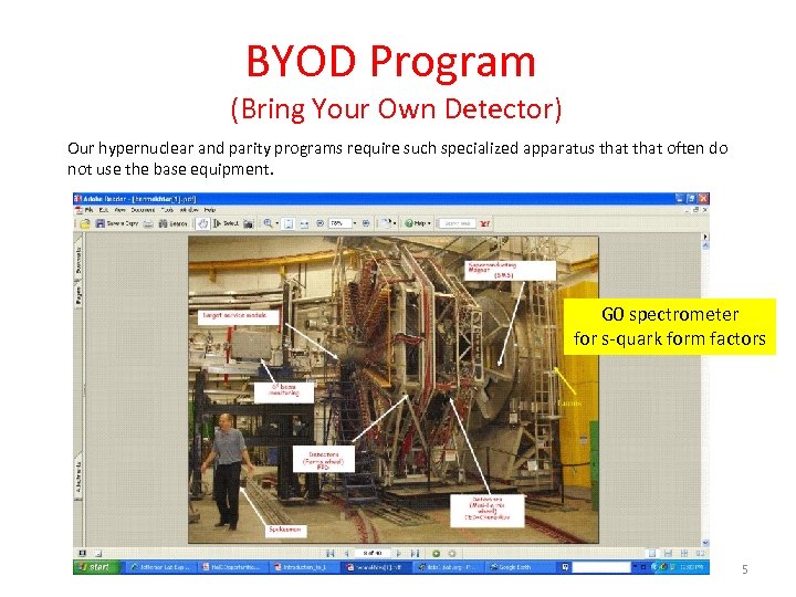 BYOD Program (Bring Your Own Detector) Our hypernuclear and parity programs require such specialized