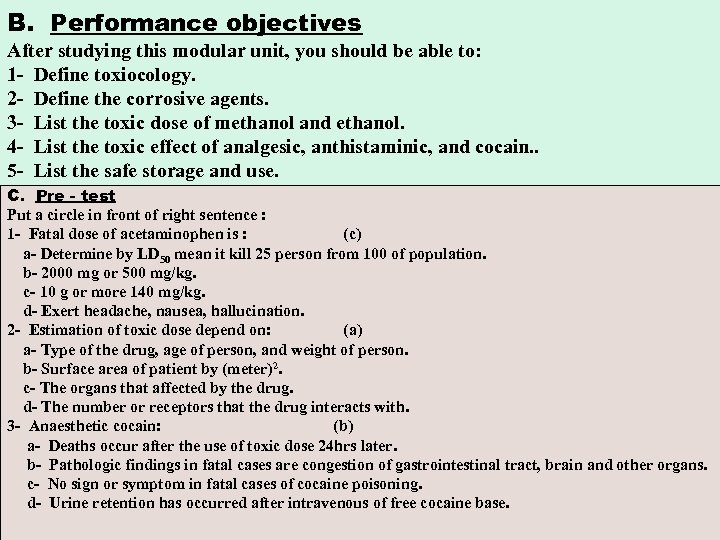 B. Performance objectives After studying this modular unit, you should be able to: 1