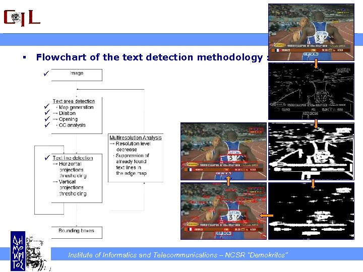 § Flowchart of the text detection methodology : ü ü ü Institute of Informatics