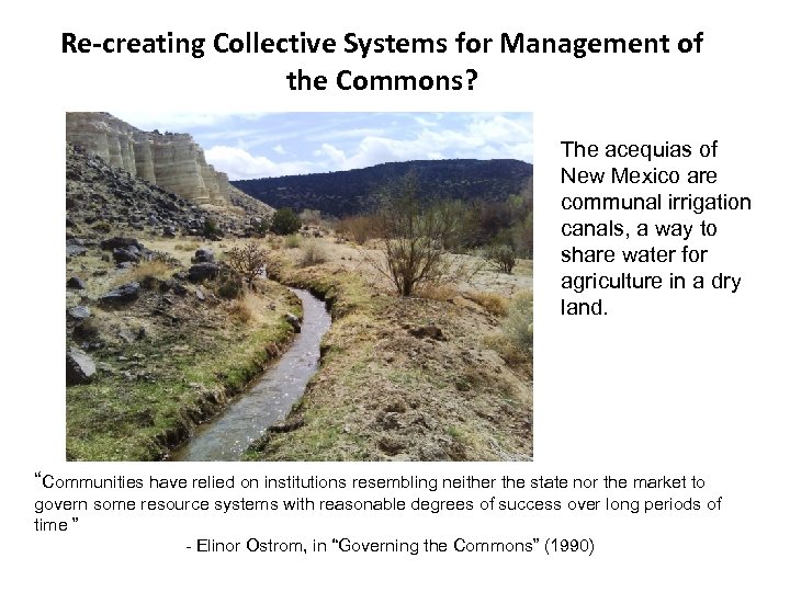 Re-creating Collective Systems for Management of the Commons? The acequias of New Mexico are