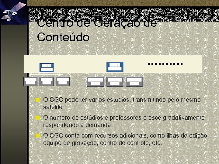 Centro de Geração de Conteúdo ¢ O CGC pode ter vários estúdios, transmitindo pelo