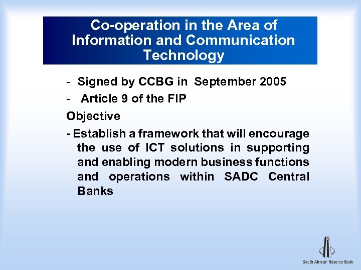 Co-operation in the Area of Information and Communication Technology - Signed by CCBG in
