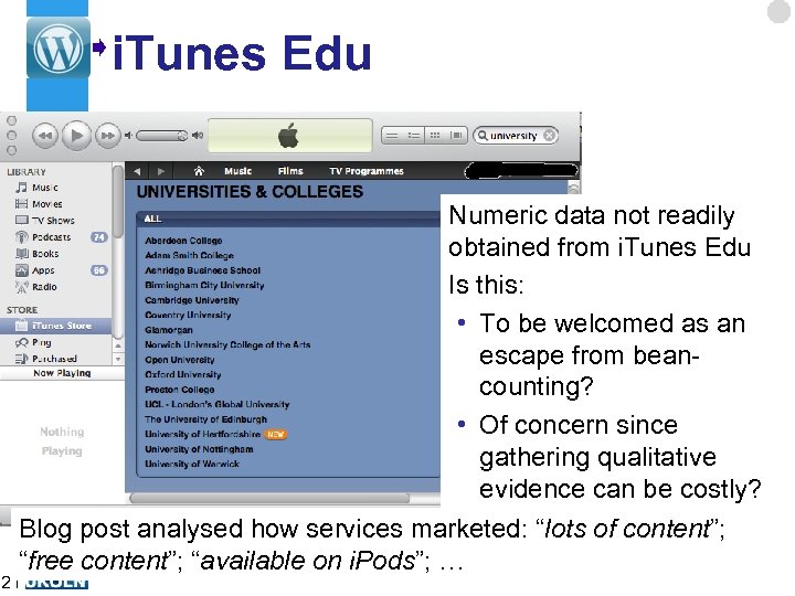 i. Tunes Edu Numeric data not readily obtained from i. Tunes Edu Is this: