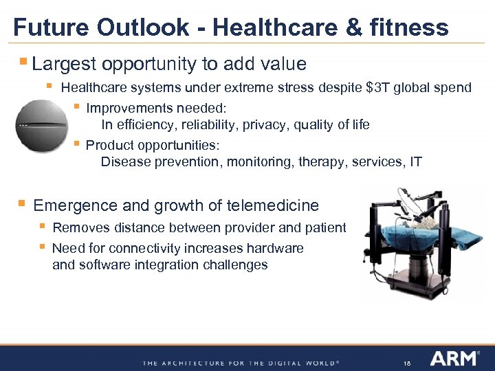 Future Outlook - Healthcare & fitness § Largest opportunity to add value § §