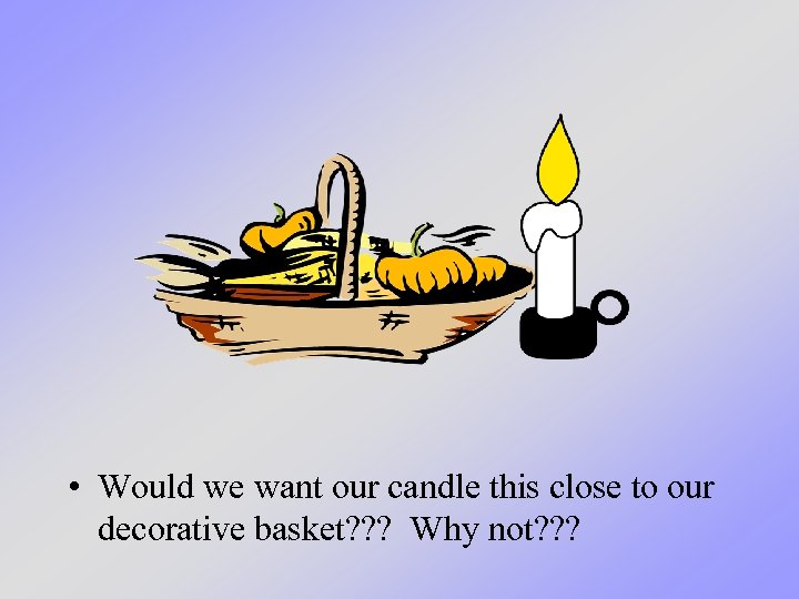  • Would we want our candle this close to our decorative basket? ?