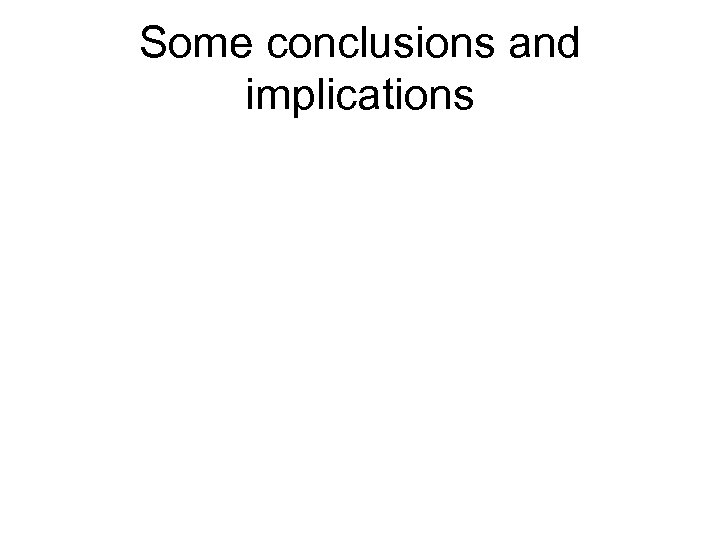 Some conclusions and implications 