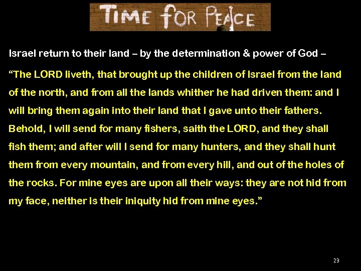 Israel return to their land – by the determination & power of God –