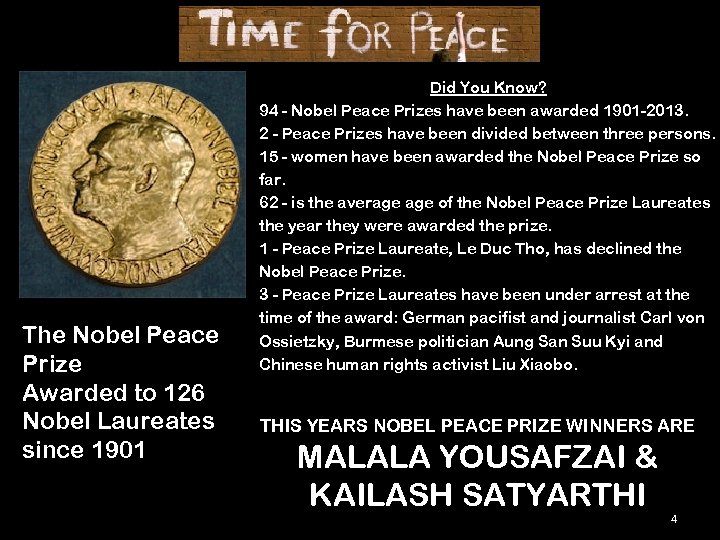 The Nobel Peace Prize Awarded to 126 Nobel Laureates since 1901 Did You Know?