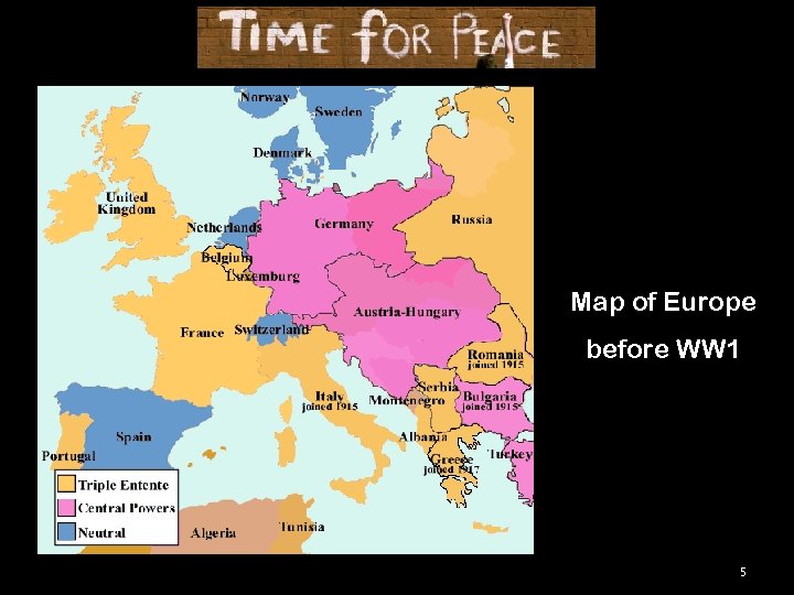 Map of Europe before WW 1 5 