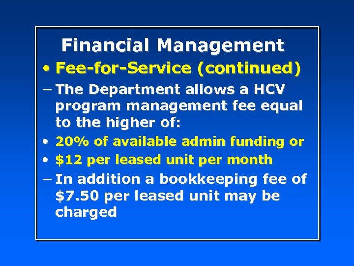 HCV Program Financial Management Reporting HUD Webcast