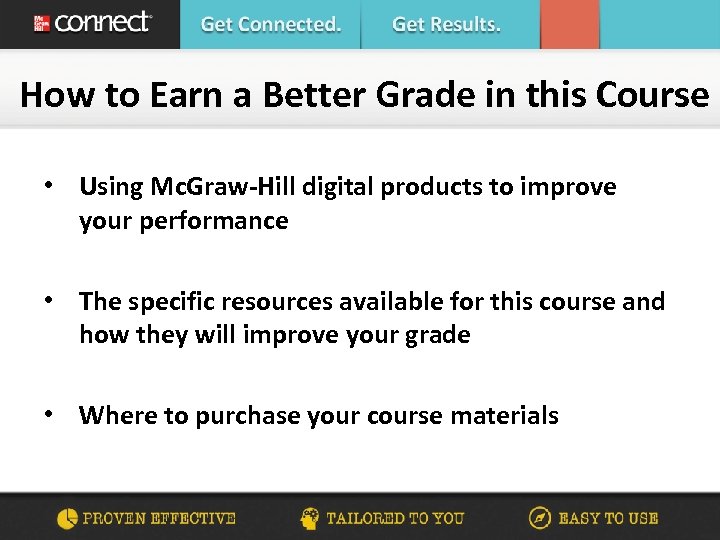 How to Earn a Better Grade in this Course • Using Mc. Graw-Hill digital