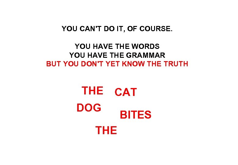 YOU CAN'T DO IT, OF COURSE. YOU HAVE THE WORDS YOU HAVE THE GRAMMAR