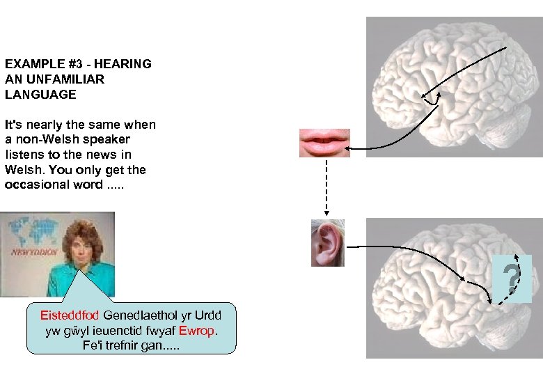 EXAMPLE #3 - HEARING AN UNFAMILIAR LANGUAGE It's nearly the same when a non-Welsh