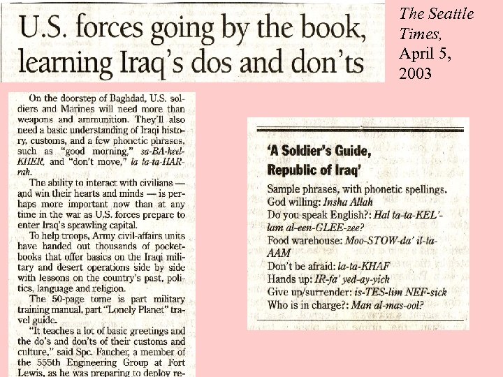 The Seattle Times, April 5, 2003 