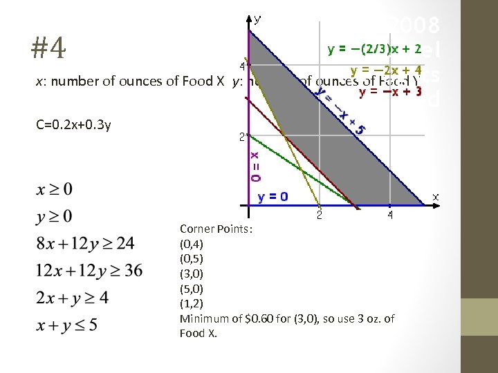 #4 x: number of ounces of Food X y: number of ounces of Food Y