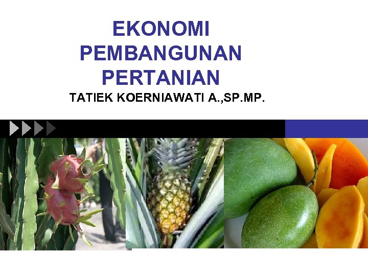 EKONOMI PEMBANGUNAN PERTANIAN TATIEK KOERNIAWATI A. , SP. MP. 