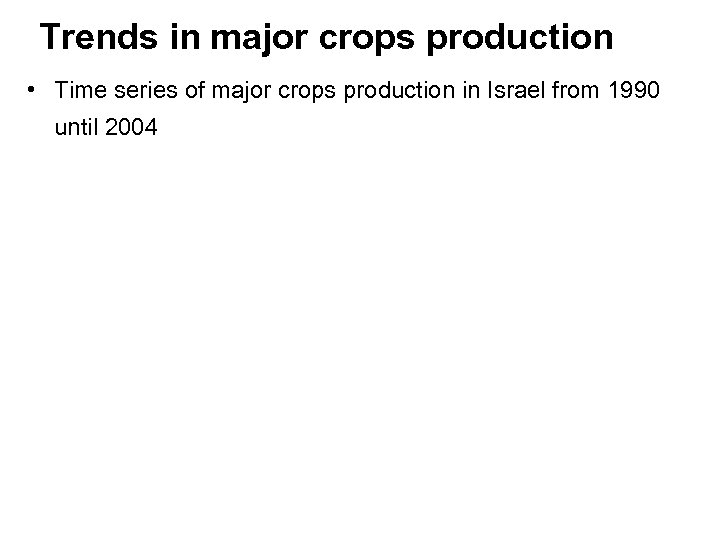 Trends in major crops production • Time series of major crops production in Israel