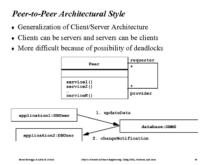 Peer-to-Peer Architectural Style ¨ ¨ ¨ Generalization of Client/Server Architecture Clients can be servers