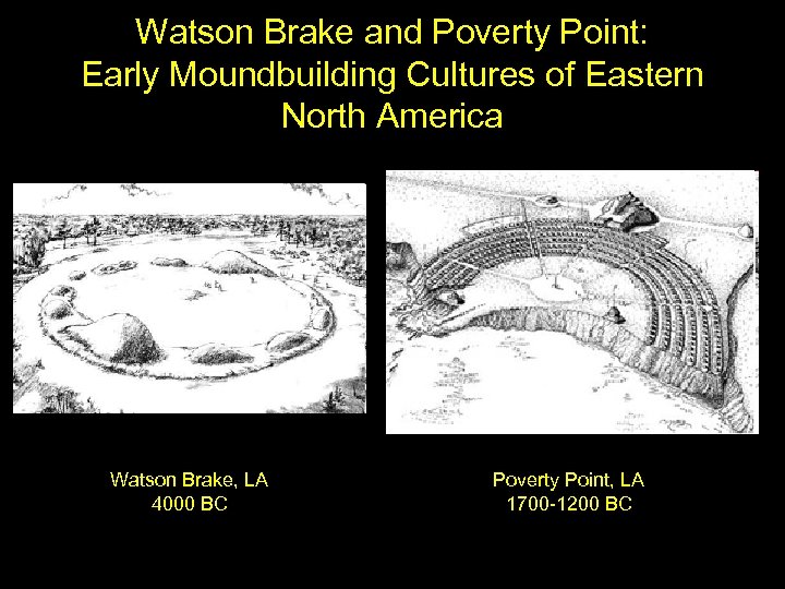 Watson Brake and Poverty Point: Early Moundbuilding Cultures of Eastern North America Watson Brake,