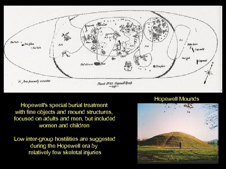 Hopewell Mounds Hopewell's special burial treatment with fine objects and mound structures, focused on