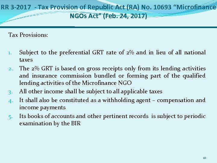 RR 3 -2017 - Tax Provision of Republic Act (RA) No. 10693 “Microfinance NGOs
